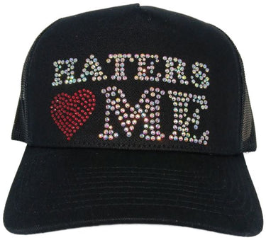 Haters Love Me Rhinestone Trucker Hat – Multi color - Clique Apparel