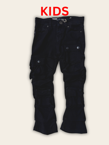 Focus - Kids CGO Stacked Jeans - Black 5226J - Clique Apparel