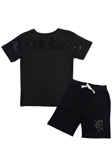 Black Label - Kids Black Label Black Bling shorts - Black - Clique Apparel