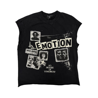 Mixed Emotion - Newspaper Sleeveless Tee - - Clique Apparel