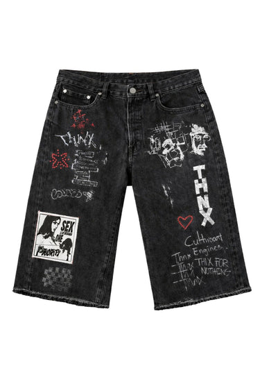 Thnx For Nothing - Lovers Denim Jorts - Black - Clique Apparel