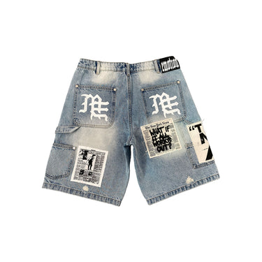 Mixed Emotion- AI Denim Shorts - Blue - Clique Apparel