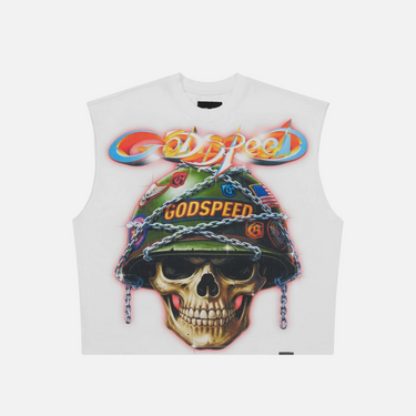 Godspeed- Badges of Honor Sleeveless - White - Clique Apparel