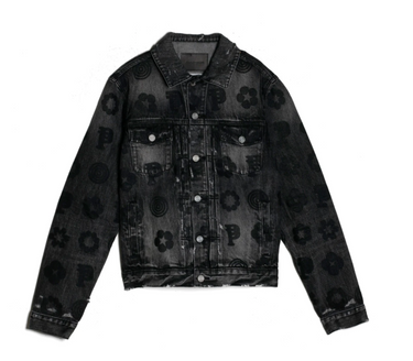 Purple Brand Denim Jacket Full Monogram - Black - Clique Apparel