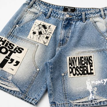 Mixed Emotion-  AI Denim Shorts - Blue - Clique Apparel