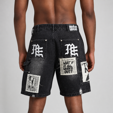 Mixed Emotion-  AI Denim Shorts - Black - Clique Apparel