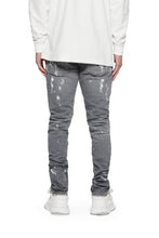 Load image into Gallery viewer, Purple - P001 Worn Grey Knee Slit Jeans