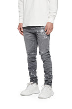 Load image into Gallery viewer, Purple - P001 Worn Grey Knee Slit Jeans