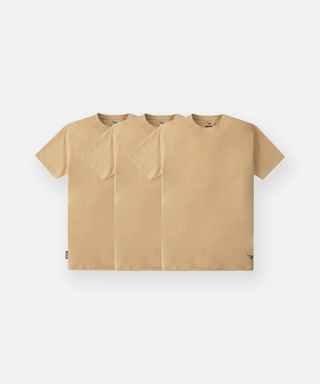 Paper Plane - Essential 3-Pack Tee - Pebble - Clique Apparel