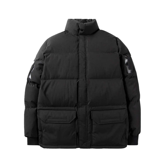 Paper Plane Hoodie- Solid Puffer Jacket -  Black