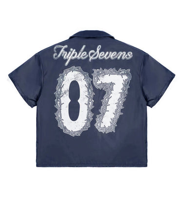 Triple Sevens - Navy Button Up - Clique Apparel