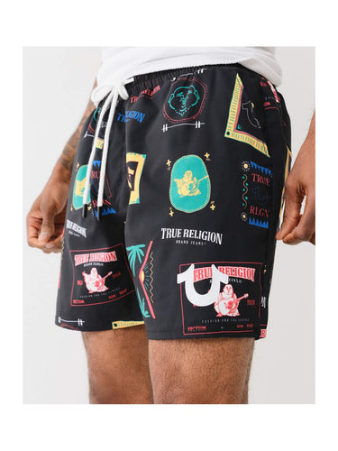 True Religion - Folk Print Shorts - Black - Clique Apparel