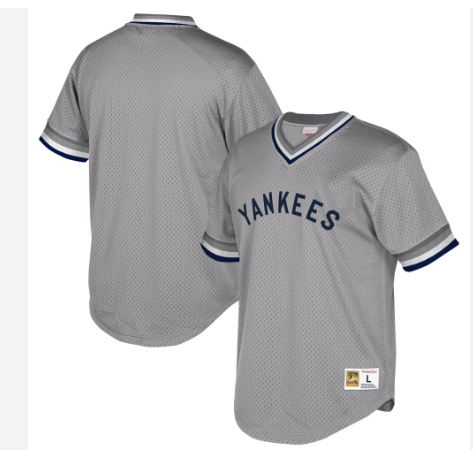 Mitchell and Ness - Mesh v Neck Yankees Jersey - Grey