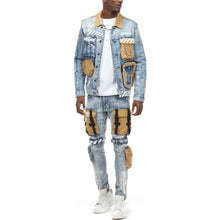 Load image into Gallery viewer, SMOKE RISE UTILITY FASHION DENIM JACKET (BOWERY BLUE) JJ21502 - Clique Apparel