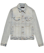 Load image into Gallery viewer, SUPER LIGHT INDIGO BLEACH JACQUARD MONOGRAM TRUCKER JACKET - Clique Apparel