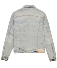 Load image into Gallery viewer, SUPER LIGHT INDIGO BLEACH JACQUARD MONOGRAM TRUCKER JACKET - Clique Apparel