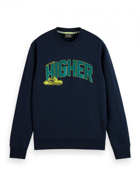 Scotch & Soda - Organic Cotton Artwork Crewneck Sweatshirt - Navy Blue - Clique Apparel