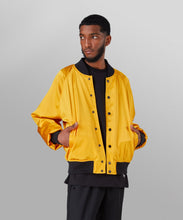 Load image into Gallery viewer, Paper Plane - Greatness Radio Reversible Bomber Jacket - Black/Gold - Clique Apparel