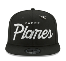 Load image into Gallery viewer, Paper Plane Blue Print Old School Snapback Black - Unisex - Clique Apparel