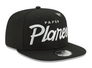 Paper Plane Blue Print Old School Snapback Black - Unisex - Clique Apparel