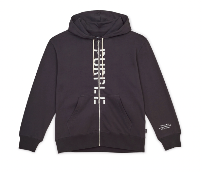 PURPLE BRAND - FRENCH TERRY BLACK STENCIL LOGO ZIP HOODIE - Clique Apparel