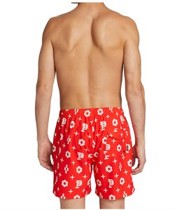 PURPLE BRAND RED MONOGRAM SWIM SHORTS *FREE SHIPPING - Clique Apparel