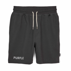 PURPLE BRAND - FRENCH TERRY BLACK STENCIL RELAXED FIT SHORT - Clique Apparel