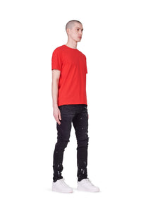 Purple - P001 Low Rise Skinny Jean Black Resin Knee Slit - Clique Apparel