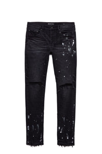 Purple - P001 Low Rise Skinny Jean Black Resin Knee Slit - Clique Apparel