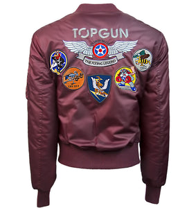 Top Gun® Official MA-1 Men's "Wings" Bomber Jacket, Burgundy - Clique Apparel