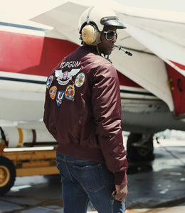 Top Gun® Official MA-1 Men's "Wings" Bomber Jacket, Burgundy - Clique Apparel