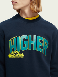 Scotch & Soda - Organic Cotton Artwork Crewneck Sweatshirt - Navy Blue - Clique Apparel